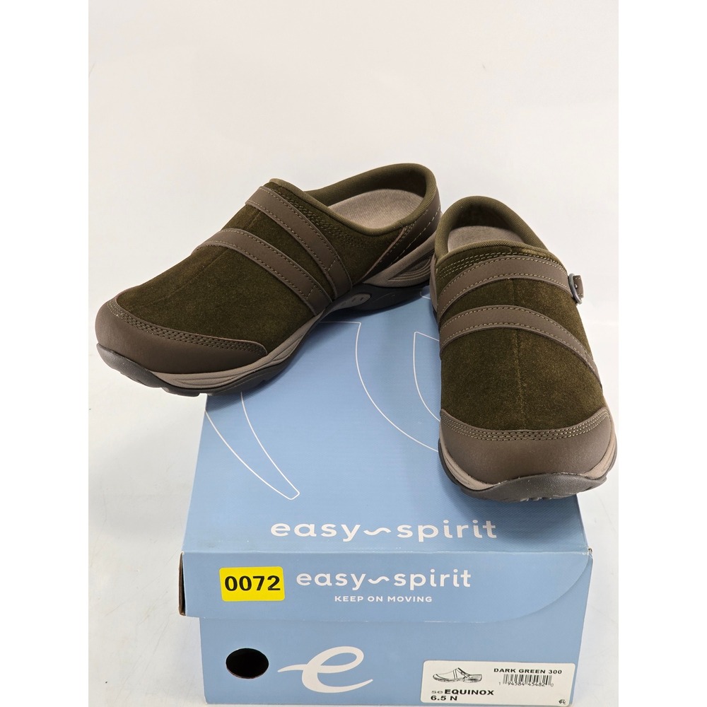 Easy Spirit Equinox Clogs Womens 6.5 N Dark Green Suede Mules - New